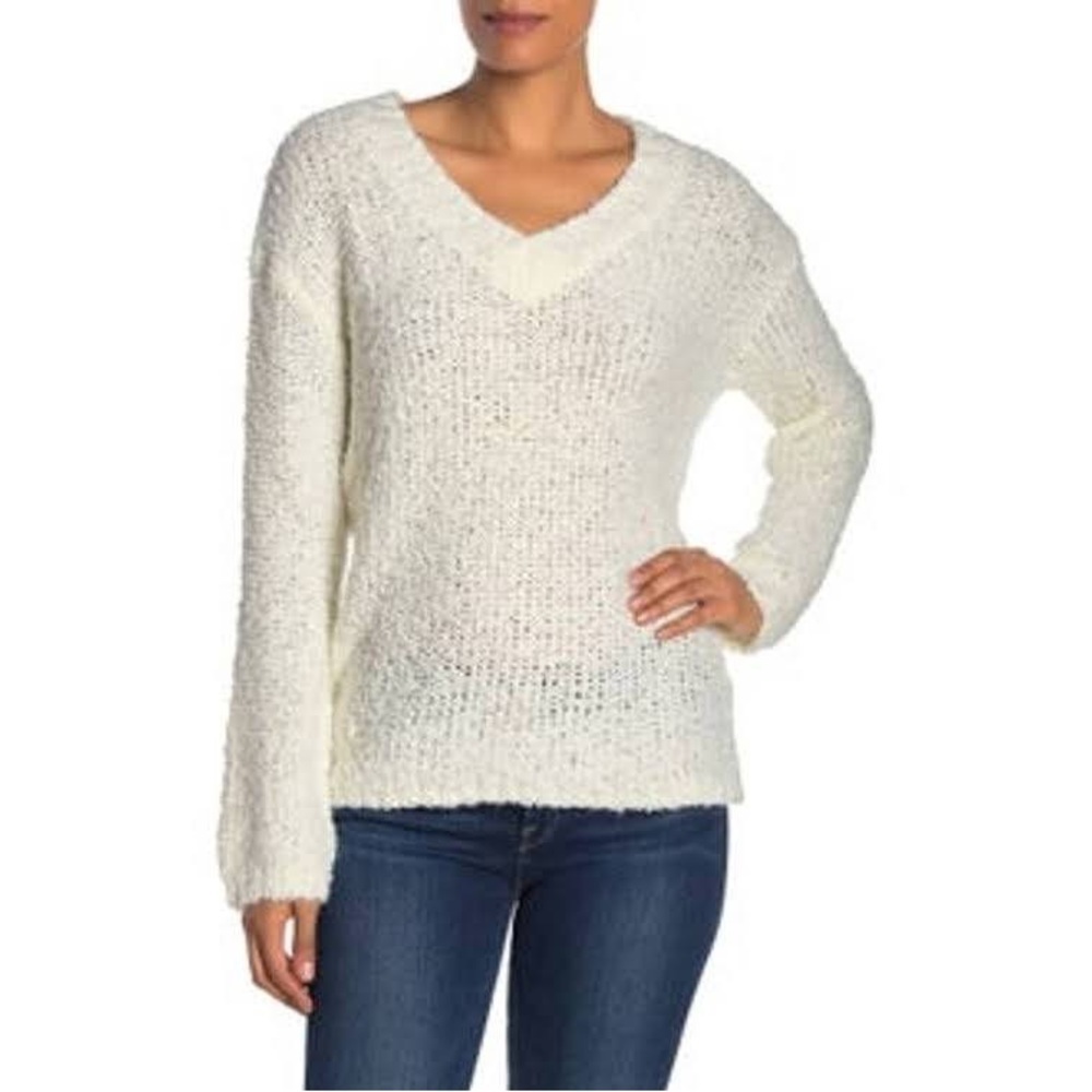 Susina Boucle Knit Sweater V Neck Sweater Size Large NWT